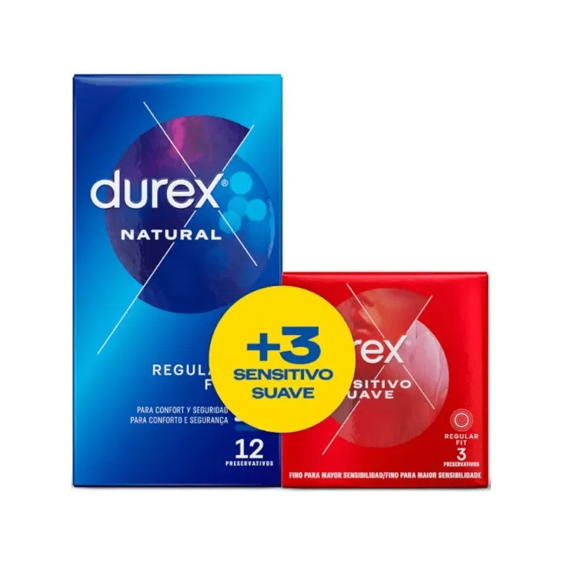 DUREX NATURAL PLUS 12 UND + 3 UND CONTACTO SUAVE