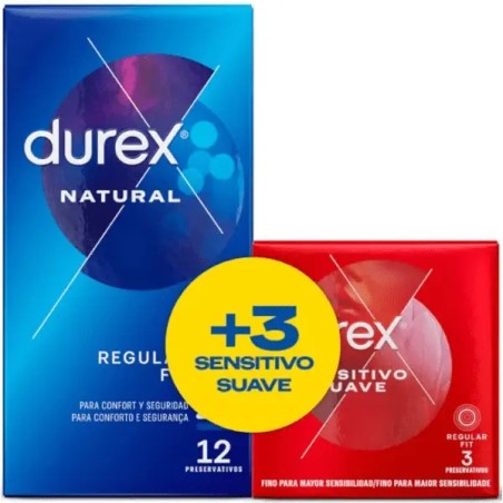 DUREX NATURAL PLUS 12 UND + 3 UND CONTACTO SUAVE