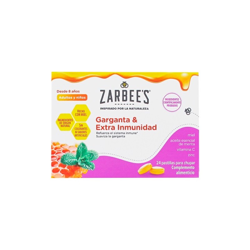ZARBEES PASTILLAS MIEL GARGANTA & EXTRA INMUNIDAD 24 UNID