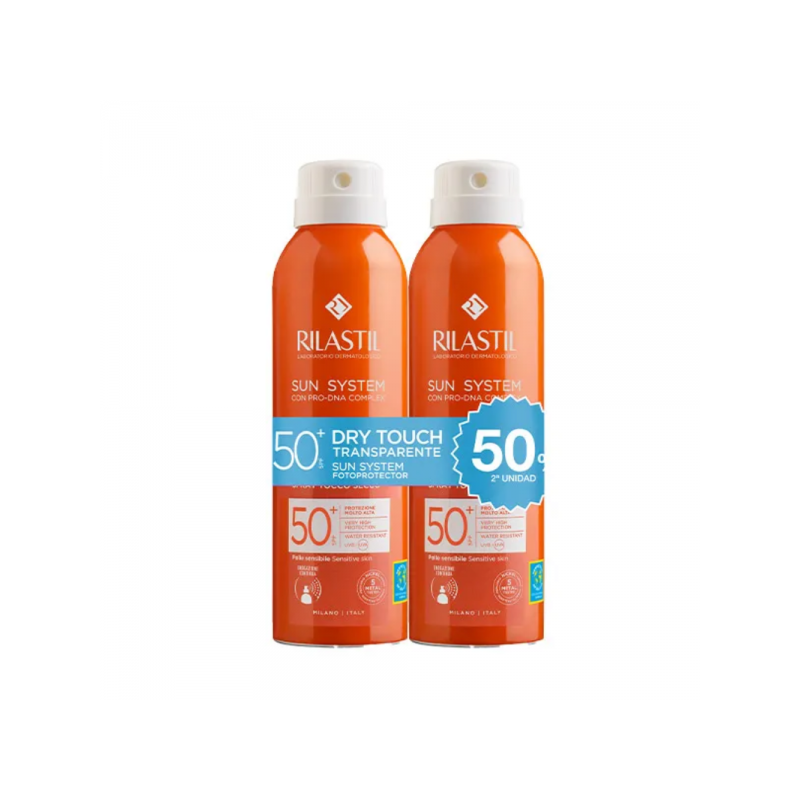 RILASTIL SUN SYSTEM SPRAY TOQUE SECO SPF50 DUPLO 2 X 200 ML 50% DTO 2ª UND