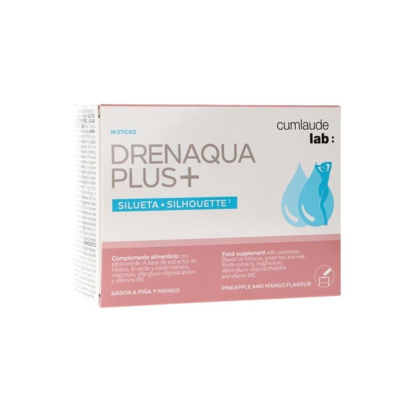 CUMLAUDE LAB: DRENAQUA PLUS+ SABOR PIÑA Y MANGO 14 STICKS