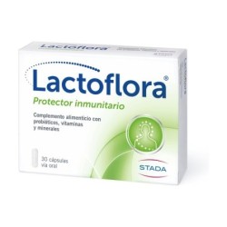 Stada LACTOFLORA PROTECTOR INMUNITARIO 30 CAPSULAS - Refuerzo del Sistema Inmunitario - Vitaminas B9, B6, B12, A, C - Zinc y Selenio
