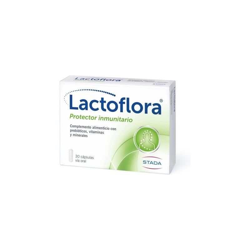 Stada LACTOFLORA PROTECTOR INMUNITARIO 30 CAPSULAS - Refuerzo del Sistema Inmunitario - Vitaminas B9, B6, B12, A, C - Zinc y Selenio
