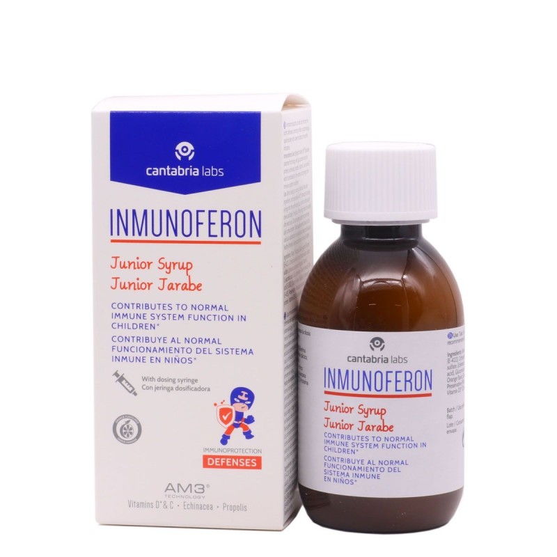 Cantabria Labs INMUNOFERON JUNIOR JARABE 150 ML - Complemento Alimenticio para el Sistema Inmune en Niños con Vitamina C y D3