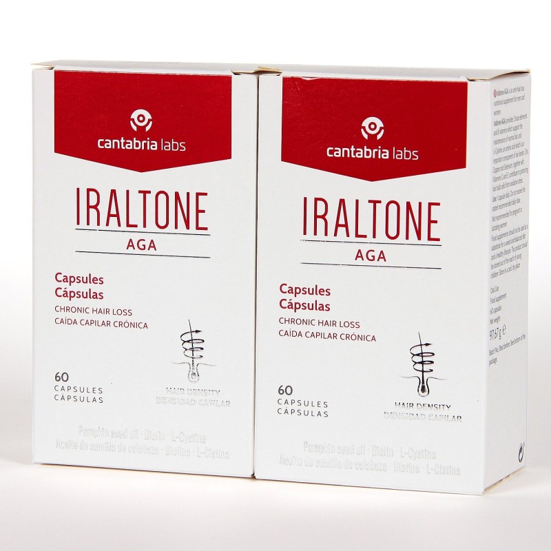 Cantabria Labs Tratamiento Capilar Iraltone AGA Duplo 2 X 60 Caps - Anticaída Severa - Restaura Calidad y Fuerza Capilar