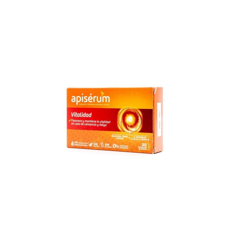 Perrigo APISERUM VITALIDAD 30 CAPSULAS BLANDAS - Complemento Alimenticio para Vitalidad y Energía