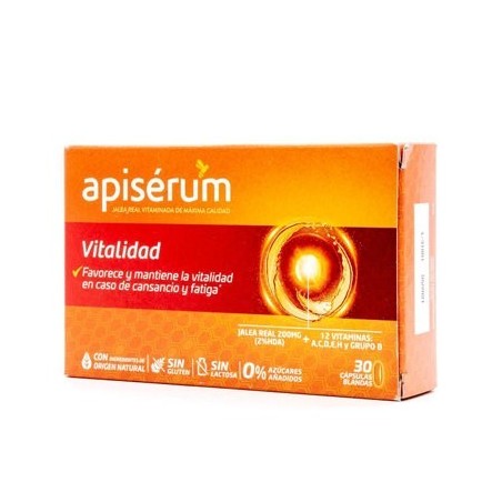Perrigo APISERUM VITALIDAD 30 CAPSULAS BLANDAS - Complemento Alimenticio para Vitalidad y Energía