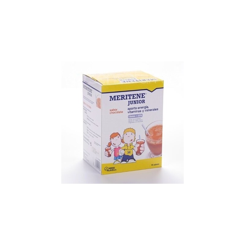 Nestlé Meritene Junior Chocolate 15 Sobres 30g - Alimento Complementario Rico en Proteínas Vitaminas y Minerales
