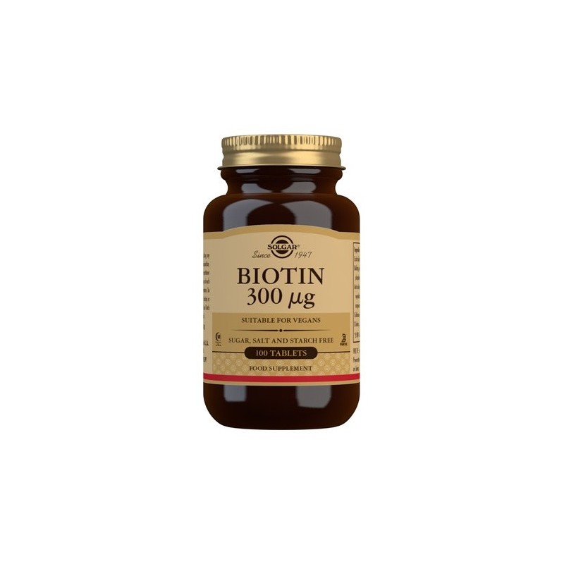 Nestlé Solgar Biotina 300 Mcg 100 Comp - Suplemento para el Cabello y la Piel