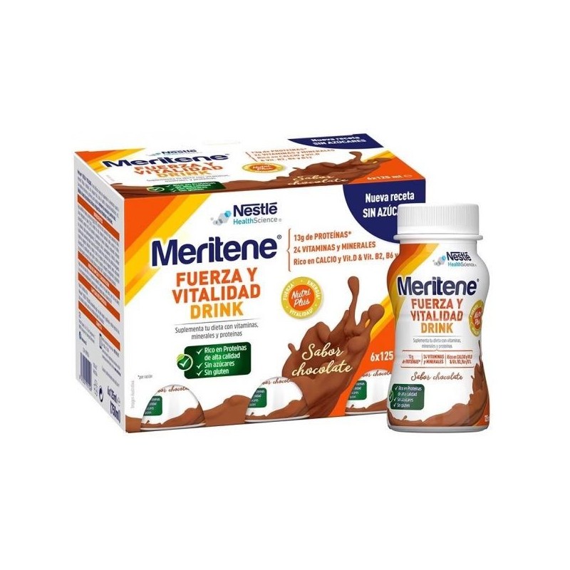 Nestlé Bebida Meritene Fuerza y Vitalidad Chocolate 6 Unid X 180 Ml