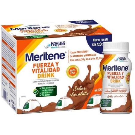 Nestlé Bebida Meritene Fuerza y Vitalidad Chocolate 6 Unid X 180 Ml