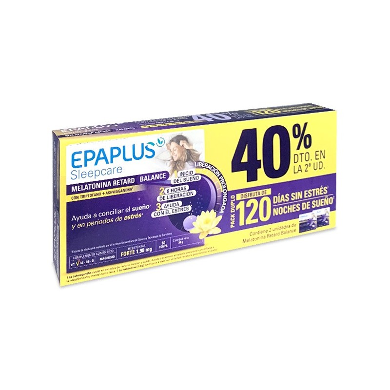 EPAPLUS SLEEPCARE MELATONINA RETARD BALANCE 60 COMP PACK DUPLO 40% 2ªUND