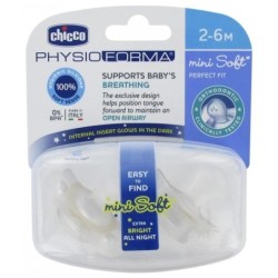 CHICCO CHUPETE SILICONA PHYSIO MINISOFT NOCHE 2 - 6 MESES 2 U
