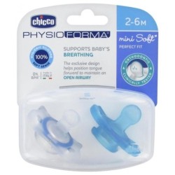 CHICCO CHUPETE SILICONA ORTODONTICO PHYSIO MINISOFT 2 - 6 MESES 2 U AZUL