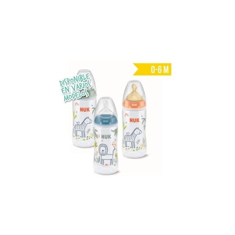 NUK JUNGLE BIBERON TET SILICONA 0-6M 300ML