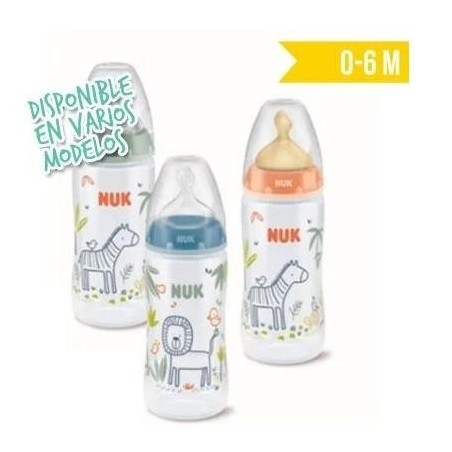 NUK JUNGLE BIBERON TET SILICONA 0-6M 300ML