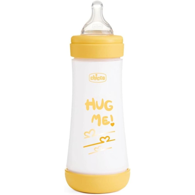 CHICCO BIBERON SILICONA PERFECT5 AMARILLO 4M+ FLUJO RAPIDO 300 ML