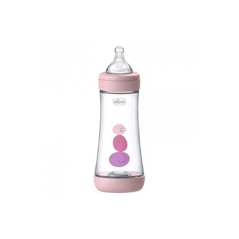 CHICCO BIBERON SILICONA PERFECT5 ROSA 4M+ FLUJO RAPIDO 300 ML