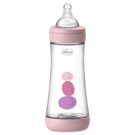 CHICCO BIBERON SILICONA PERFECT5 ROSA 4M+ FLUJO RAPIDO 300 ML