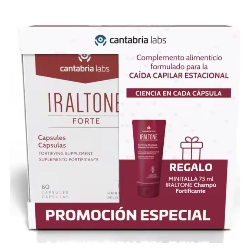 Cantabria Labs Complemento Alimenticio Iraltone Forte 60 Caps + Champú Fortificante 75ml - Fortalece Cabello Debilitado