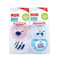 NUK CHUPETE SILICONA FREESTYLE PACIFIER BABY 2 UNIDADES SAFARI 18-36 M
