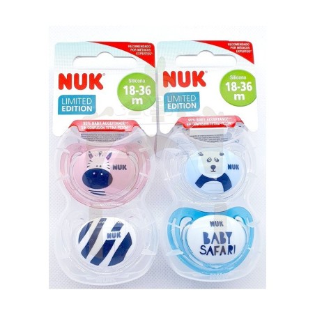 NUK CHUPETE SILICONA FREESTYLE PACIFIER BABY 2 UNIDADES SAFARI 18-36 M