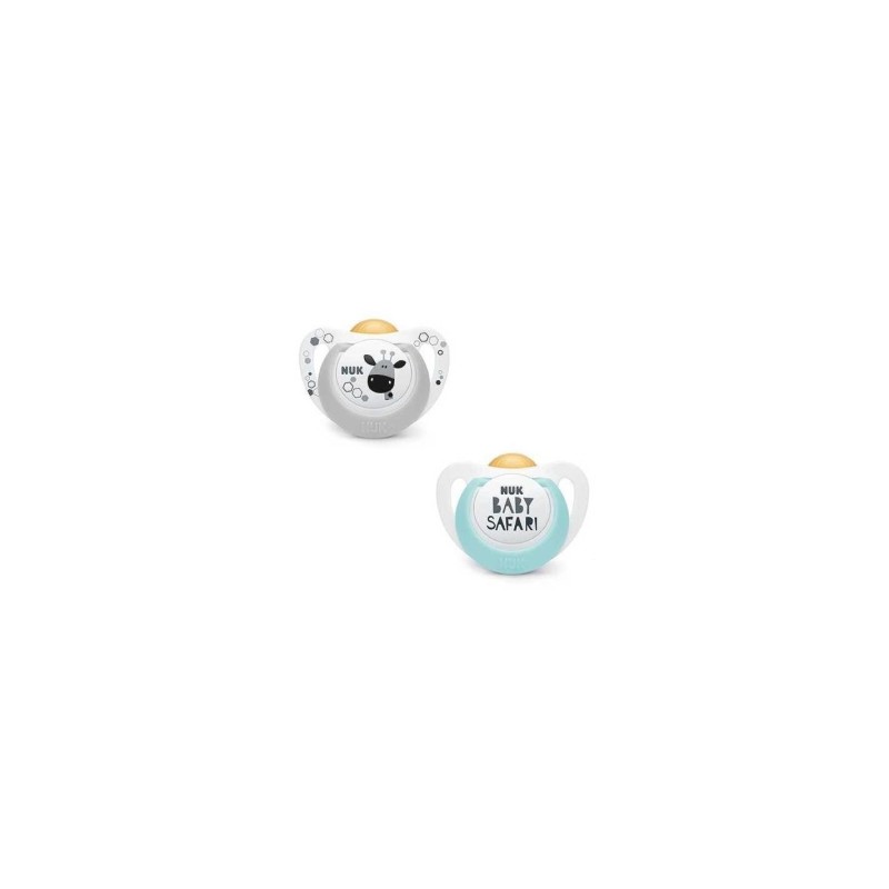 NUK CHUPETE LATEX ANATOMICO GENIUS PACIFIER BABY 2 UNIDADES SAFARI 6-18 M