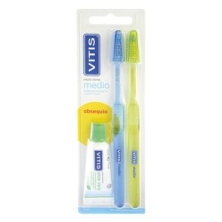 VITIS Cepillo Dental Medio Antiplaca + Pasta Anticaries 15ml Dentaid