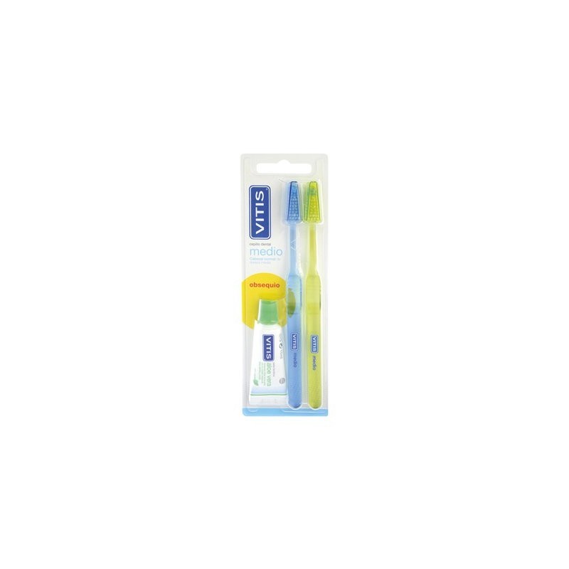 VITIS Cepillo Dental Medio Antiplaca + Pasta Anticaries 15ml Dentaid
