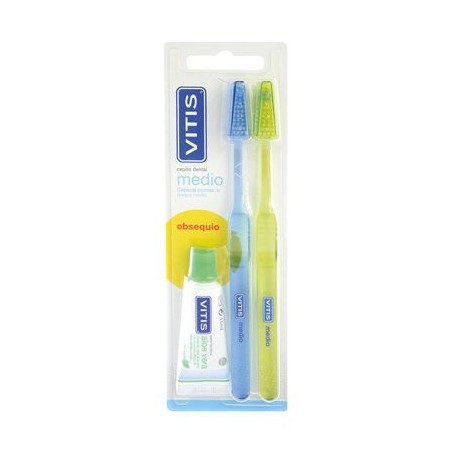 VITIS Cepillo Dental Medio Antiplaca + Pasta Anticaries 15ml Dentaid