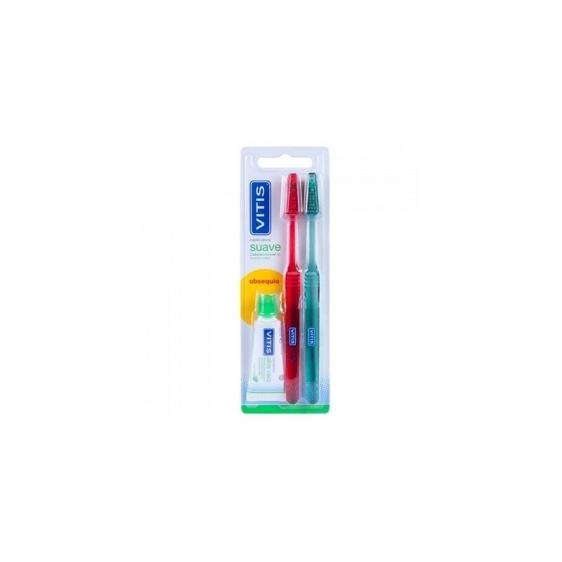 Dentaid VITIS Cepillo Dental Suave + Pasta Blanqueadora 15ml - Pack Duplo - Libre de Látex