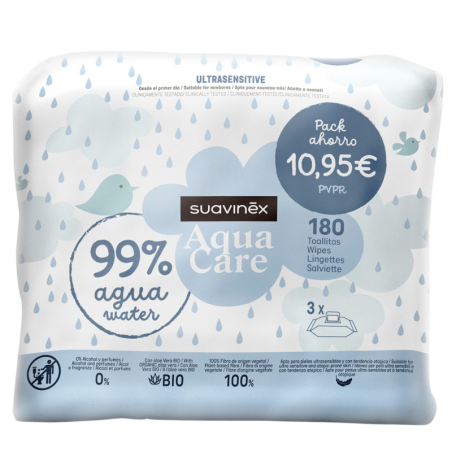 SUAVINEX TOALLITAS TRIPLO AQUA ULTRASENSITIVE 180 TOALLITAS