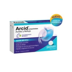 Faes Farma - ARCID 24 COMPRIMIDOS MASTICABLES SABOR NARANJA - Alivio Rápido Acidez Estomacal