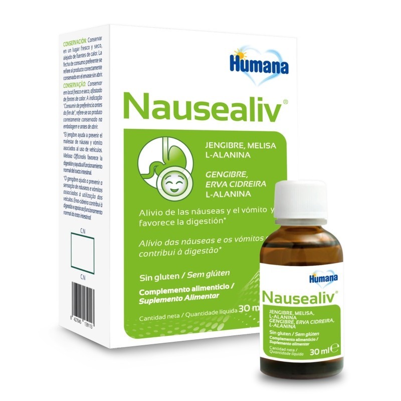 Humana Nausealiv Gotas 30 Ml para Mareo y Náuseas - Cómodo y Eficaz