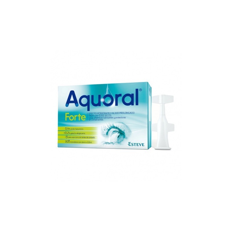 Solución Oftálmica Esteve AQUORAL FORTE con Ácido Hialurónico 0.4% - 30 Monodosis | Hidratación Prolongada
