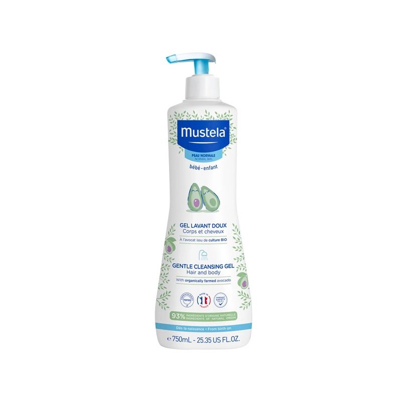 Expanscience Gel Dermolimpiador Mustela Bebé 750 Ml - Higiene Diaria del Cuerpo y Cabello