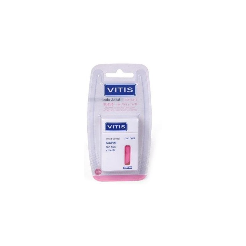 Dentaid - VITIS SEDA DENTAL CON FLUOR Y MENTA SUAVE - Elimina Placa y Residuos - 50M