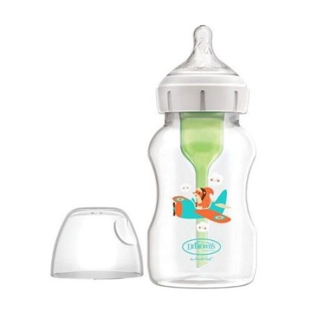 DR BROWN´S BIBERON ANTICOLICOS TETINA SILICONA BOCA ANCHA AVION 330 ML