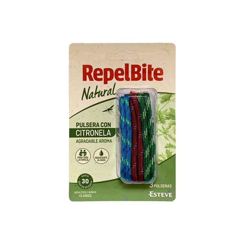 Esteve Repelente Insectos Natural Pulsera Cuerda con Citronela +3 Años 3 Unidades