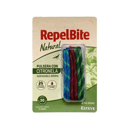 Esteve Repelente Insectos Natural Pulsera Cuerda con Citronela +3 Años 3 Unidades
