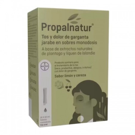 PROPALNATUR TOS Y DOLOR DE GARGANTA 16 SOBRES MONODOSIS 10 ML JARABE SABOR LIMON Y CEREZA