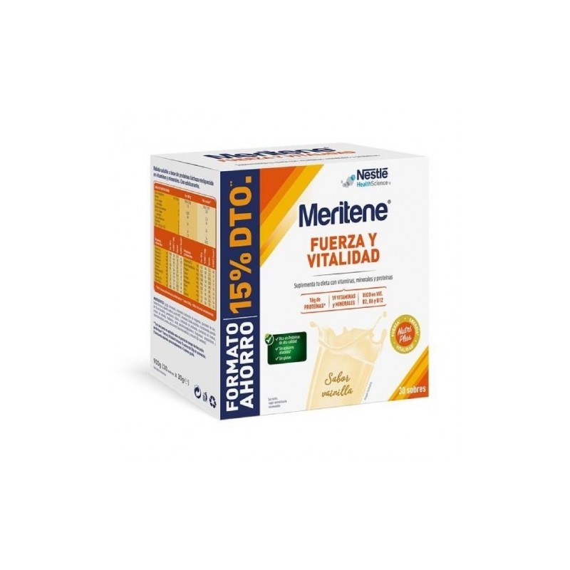 Nestlé MERITENE Batido de Vainilla 30 Sobres - Formato Ahorro