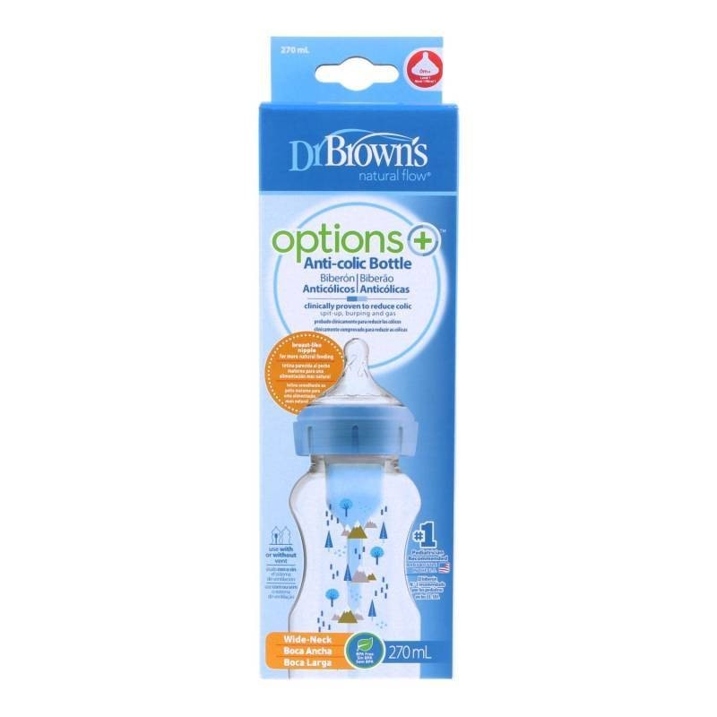 'Dr Browns Dr Brown''s Biberón Anticólico Boca Ancha 270 Ml Silicona Azul Bosque'
